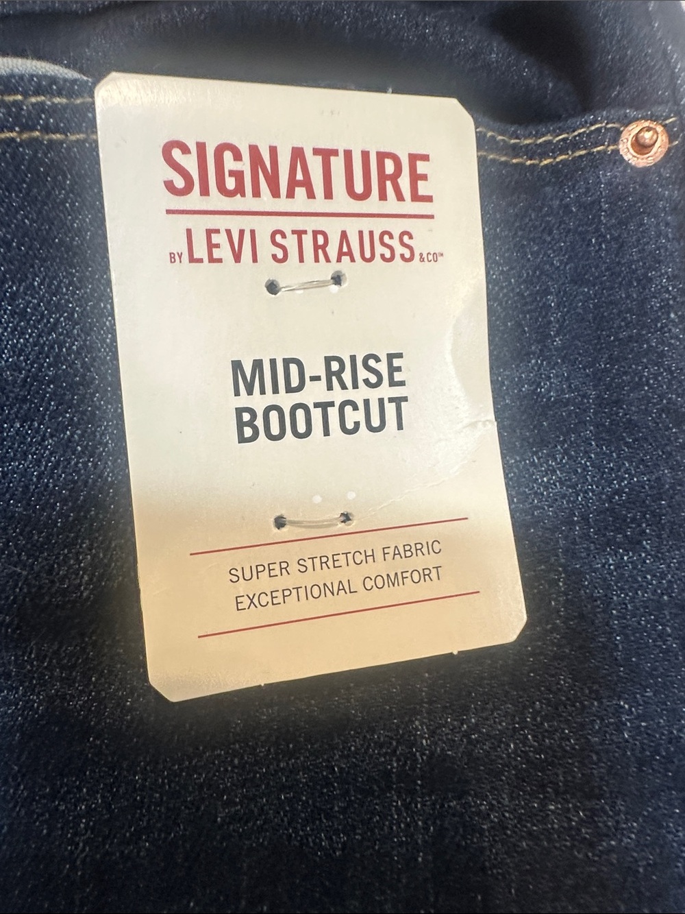 Signature by Levi Strauss Dark Indigo Jeans with Tan Patch - Picture 3 of 9